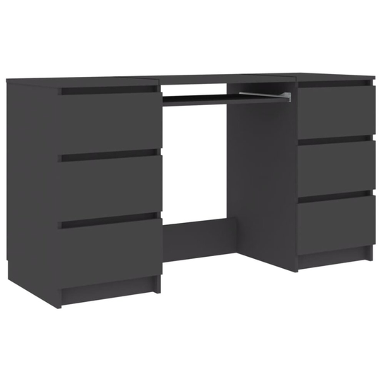 vidaXL Writing Desk Grey Engineered Wood Computer Table Laptop Workstation