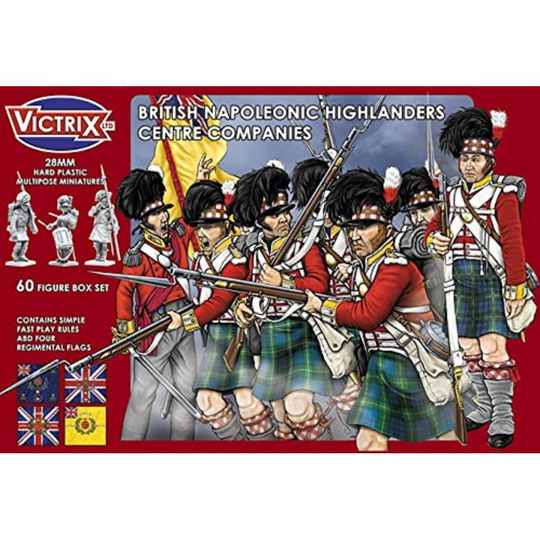 Victrix VX0006 - British Napoleonic Highland Centre Companies - 60 Figure Box Set With Flags - 28mm Plastic Miniatures Napoleonic