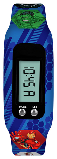 Disney Marvel Kids Avengers Blue Silicone Strap Step Tracker