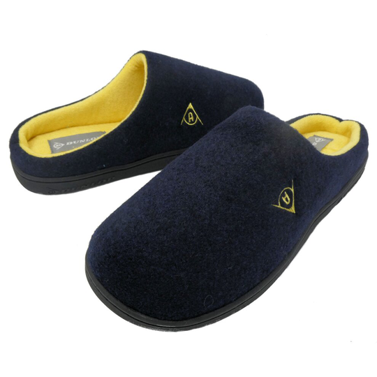 (8, Navy) Dunlop Houston Men's Memory Foam Mule Slippers