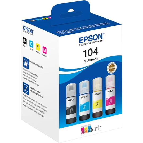 Epson Epson 104 EcoTank Black Cyan Magenta Yellow Ink Bottle Multipack 1 x 4.5k