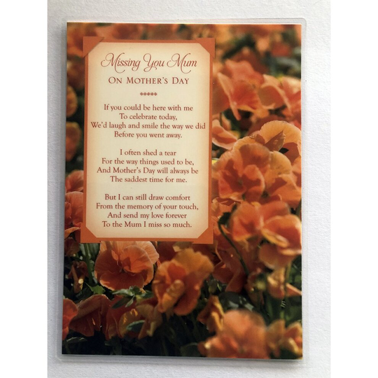 Missing You Mum In Loving Memory On Mother's Day Graveside Memorial Grave Card
