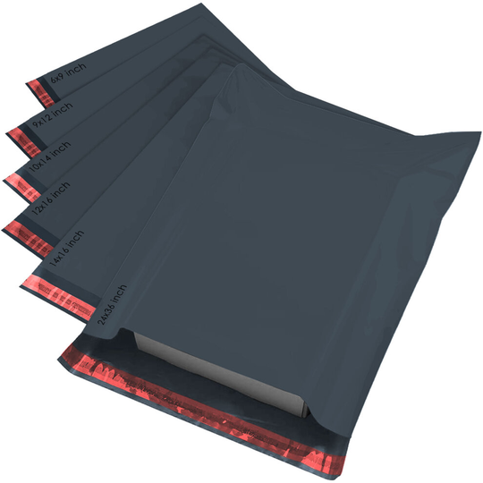 (Grey) 50 Mixed Mailing Poly Postal Self Seal Bags 2 Sizes 25 from Each iSOUL 10X14 and 12x16 Small to Large Postage