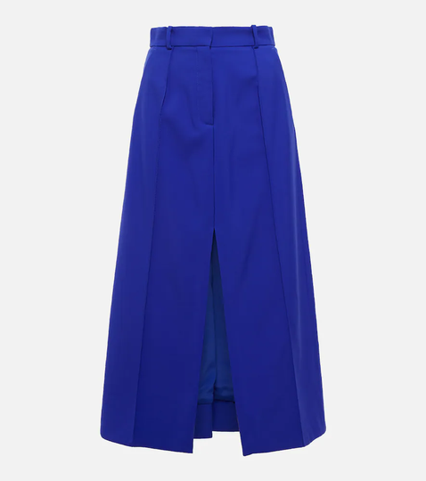 High-rise wool midi skirt