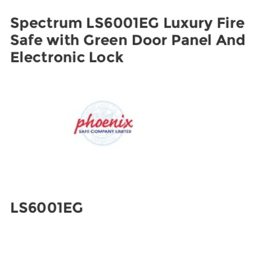 Phoenix Safe Spectrum LS6001EG Luxury Fire Safe with Green Door Panel and Electr