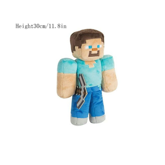 (SteveDoll, 30cm/11.8in) Minecraft Plush Toy Creeper Enderman Pig Pixel Doll
