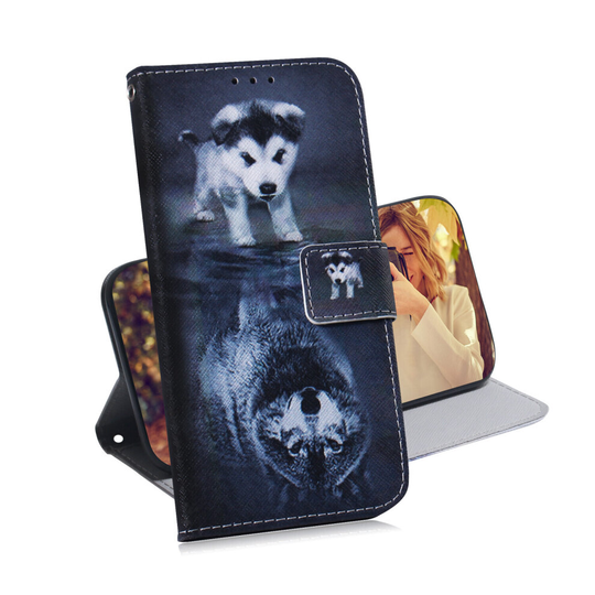 Phone Case For Samsung Galaxy A52 5g magnetic wallet PU leather flip cover with Wolf and Dog