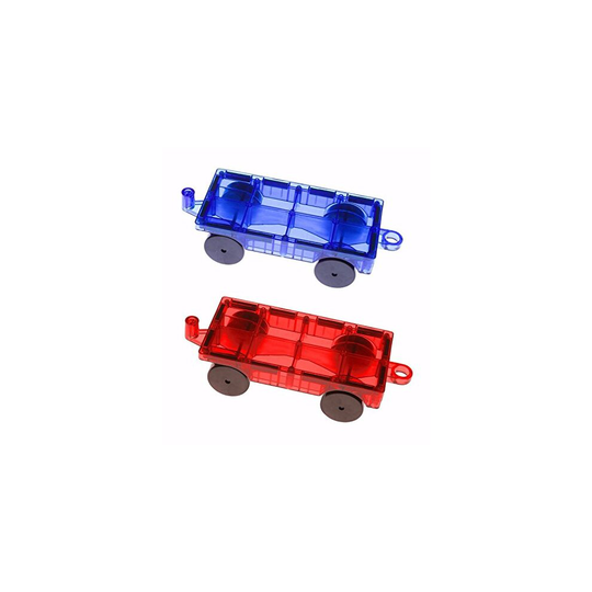 Mag-Genius Magnet Tiles Car Set Magnet Car Truck Train Magnet Building Tile Magnet Toy Add On Red/Blue 2 Piece