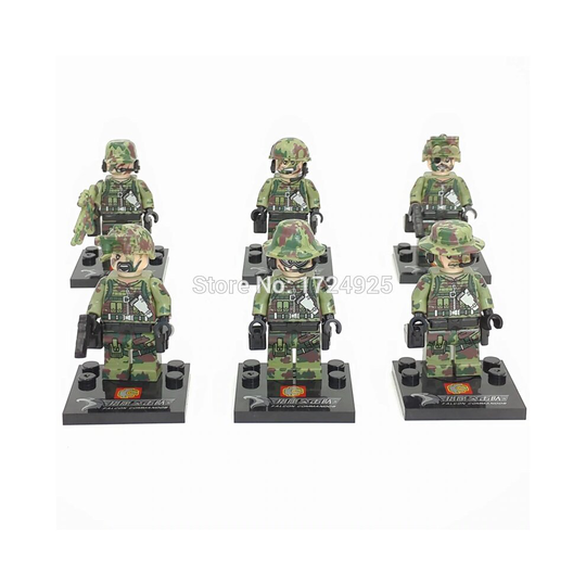 6 Pcs Army Building Blocks Minifigure unassembled minifigs