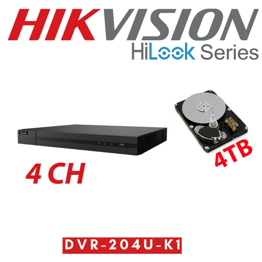 Hilook CCTV 4K DVR-204U-K1 4x 8MP Outdoor Camera THC-T280 (4 TB HDD)
