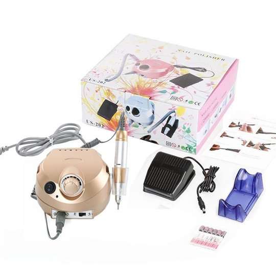 (Gold) 25000RPM Professional Electric Nail Drill File Machine Salon Pedicure Kit