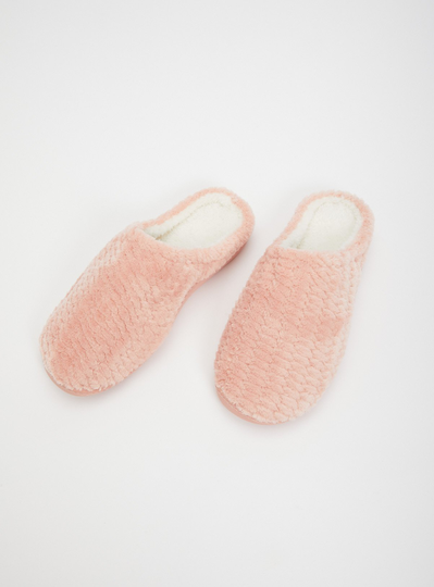 Pink Furry Cupsole Memory Foam Slippers - S