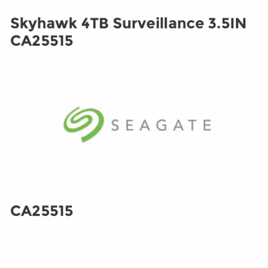 Seagate Skyhawk 4TB Surveillance 3.5IN CA25515- you get 2