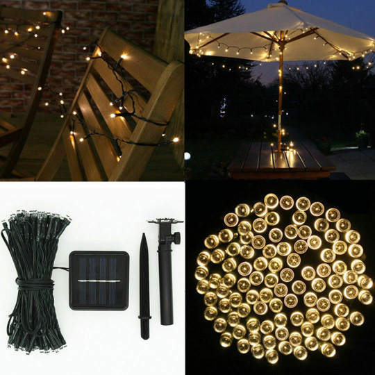 12M 100 LED Outdoor Solar Power Fairy Light String Lamp