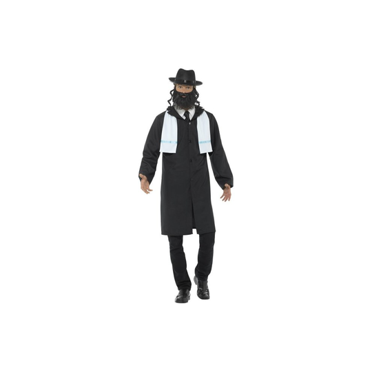 Smiffy's 44689l Rabbi Costume (large) - rabbi mens fancy dress costume religious outfit jewish adults orthodox funny stag hat beard