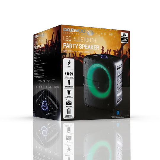 DEAWOO LED BLUETOOTH PARTY SPEAKER WITH COLOUR CHANGING LIGHTS