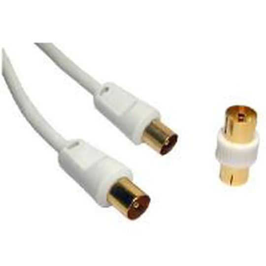 Cables Direct Cables 5M White TV Aerial M-M Cable+F+F Coupler