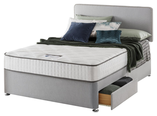 Silentnight Pavia Memory 2 Drawer Grey Divan - Small Double