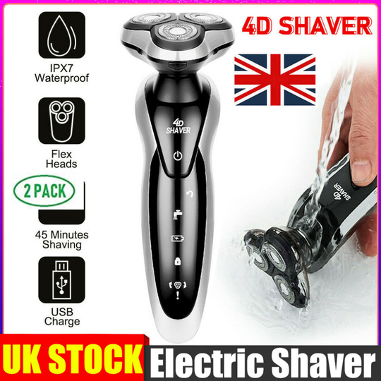 4D Electric Shaver 3 Heads Cordless Men Razor Wet Dry Rotary Shaver
