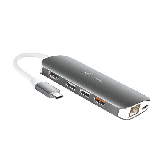 J5 Create JCD384 USB-C Multi Adapter-HDMI / VGA/ Ethernet / USB 3.1 / PD 3.0 / M