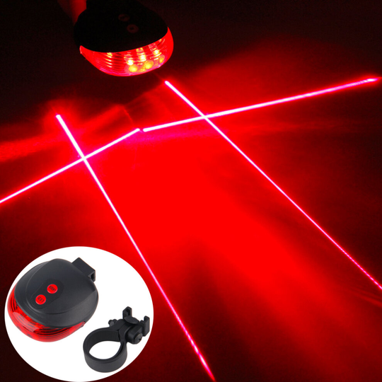 (Red Cross Line ) LED Bicycle Rear Tail Light 2 Laser+5 LED Flashing Bike Cycling Safety Warning