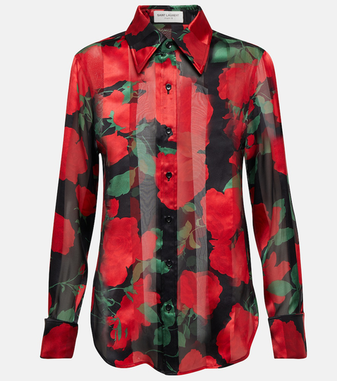 Floral silk muslin shirt