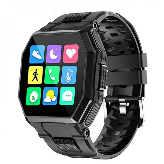 Black Bluetooth Watch Men Full Touch Ip67 Waterproof Fitness Tracker Blood Pressure Heart Rate