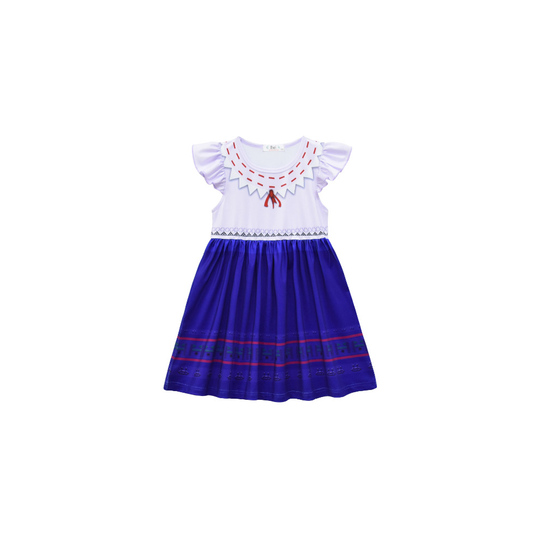(D, 5-6 Years) Girls Party Fancy Dress Princess Encanto Mirabel Isabela Dolores Short Sleeve Costume Cosplay