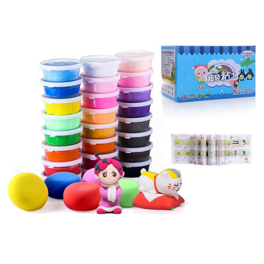 Air Dry Clay, 24 Colors Ultra Light Modeling Clay, iFergoo Magic Clay DIY Creative Modeling Dough with Project Booklet