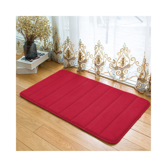 (40x60CM, Rose red) Non-slip Absorbent Soft Memory Foam Bath Bathroom Bedroom Floor Mat Shower Rug