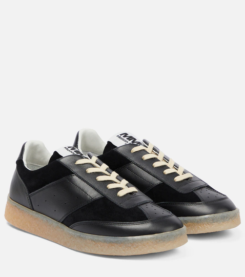 Leather and suede sneakers