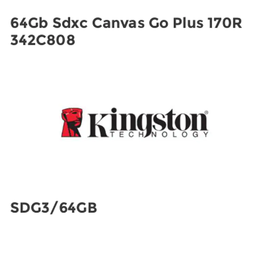 Kingston 64Gb Sdxc Canvas Go Plus 170R 342C808- you get 14