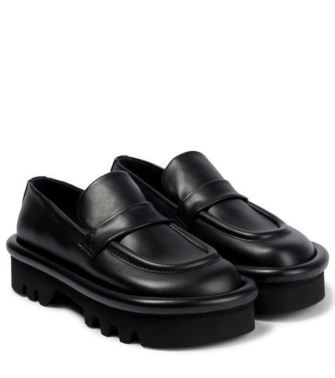 Bumper leather platform loafers