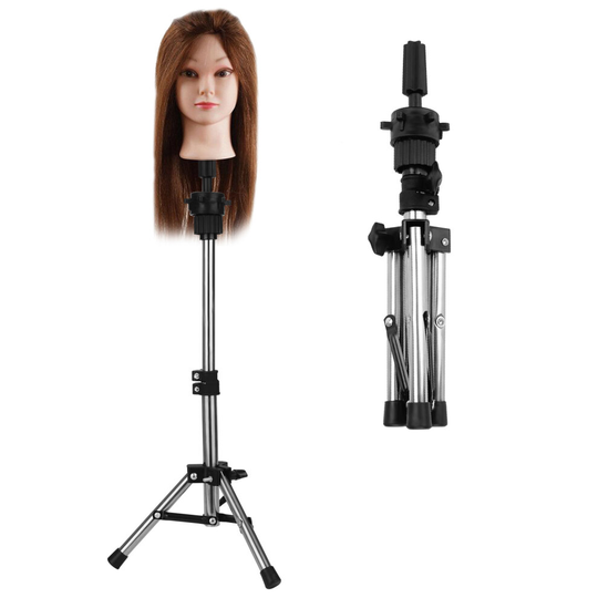 Hairdressing Training Mannequin Head Tripod Stand Wig Holder