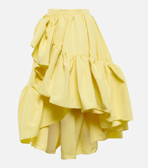 High-rise polyfaille midi skirt