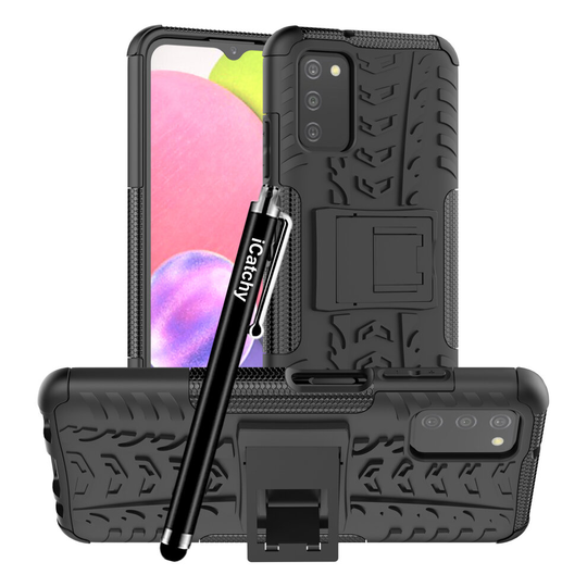 (Black) For Samsung Galaxy A03S Case, Heavy Duty Hard Tough Dual Layer Hybrid Shockproof Cover compatible For Samsung Galaxy A03S Phone Case