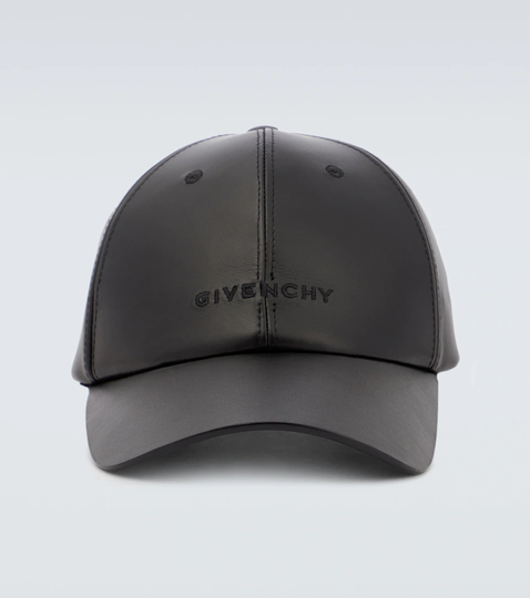 Logo leather baseball cap