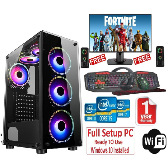Fast Gaming Intel Quad Core i5 16GB RAM 2TB HDD & 128GB SSD PC Bundle & Speakers