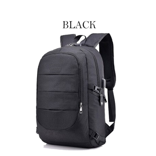 (Black) Waterproof Laptop Backpack with USB Port, Anti-theft- 4 colours