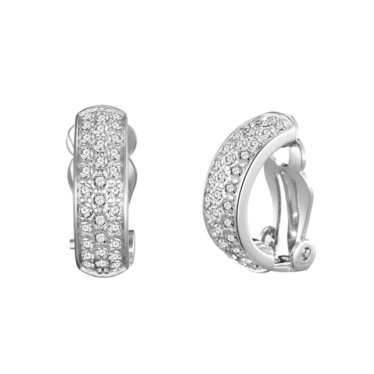 Silver Plated Pave Clip On Earrings Created with Swarovski Crystals
