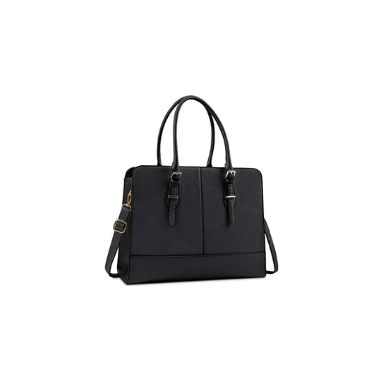 Lubardy Laptop Bags for Women 15.6 inch Ladies Leather Laptop Handbag Work Handbags Womens Tote Bag Office Black
