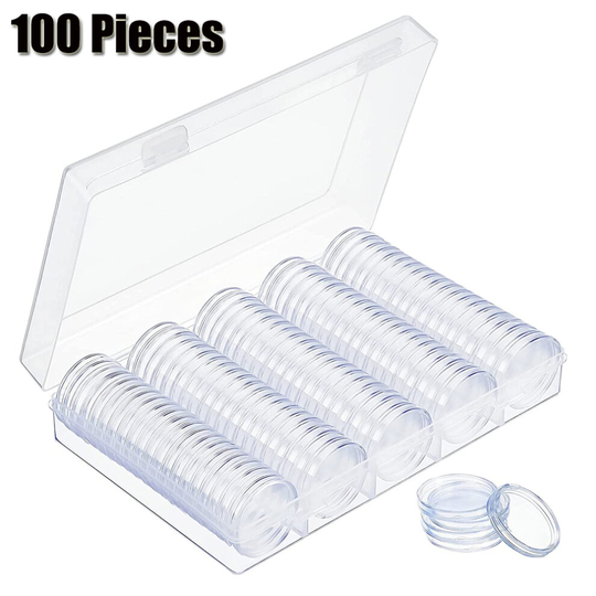 100 Pieces Coin Holder Capsules, 30MM Coin Collection Containers Box