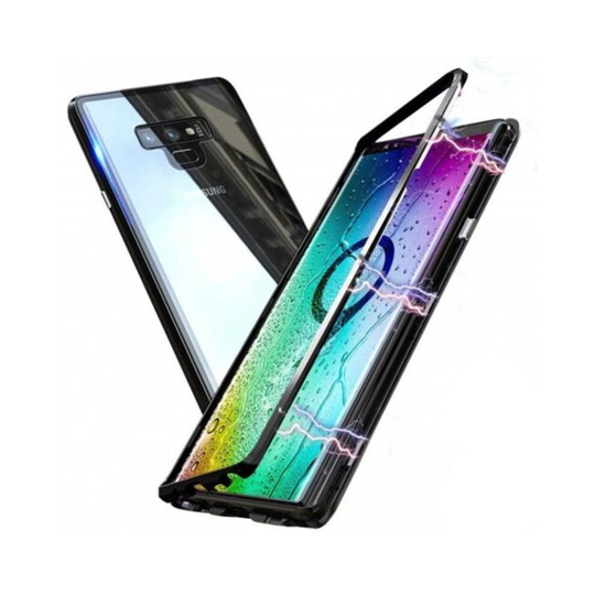 Magnetic Adsorption Tempered Glass Metal Case For Samsung Note 9 Black