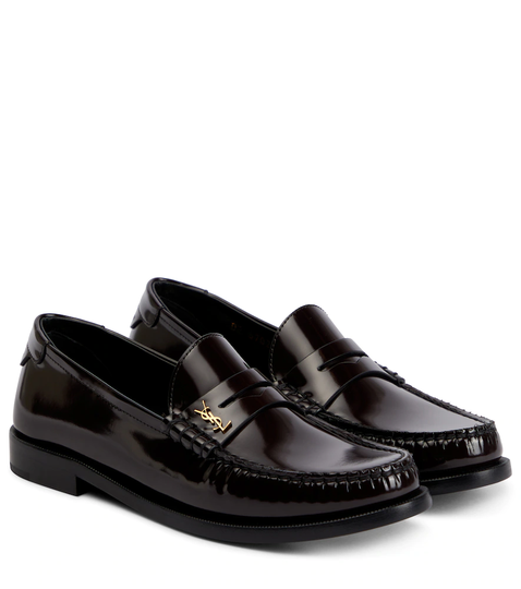 Logo leather penny loafers