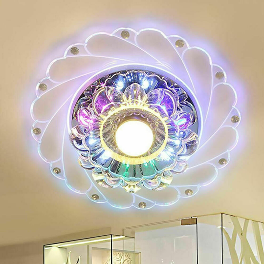 (Multicolour) Modern Crystal LED Ceiling Light Chandelier Fixture Aisle Hallway Pendant Lamp