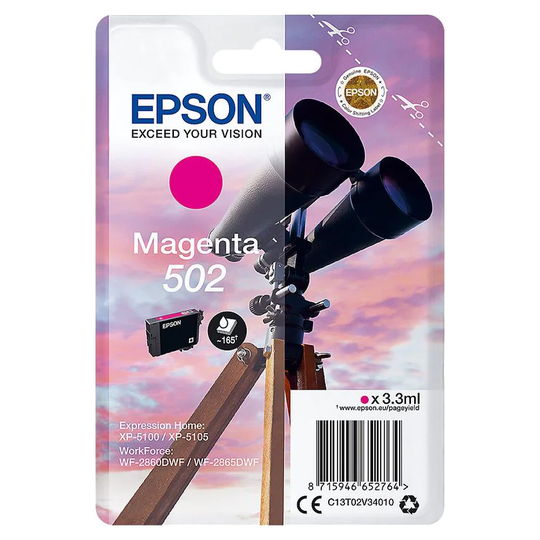 Epson Epson 502 Binoculars Magenta Standard Capacity Ink Cartridge 3ml - C13T02V