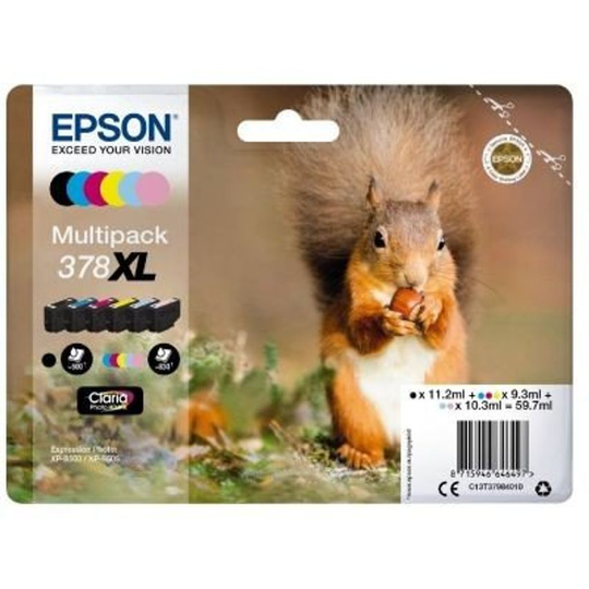 Epson Epson 378XL Squirrel Black CMY Colour High Yield Ink Cartridge 11ml 3 x 9m