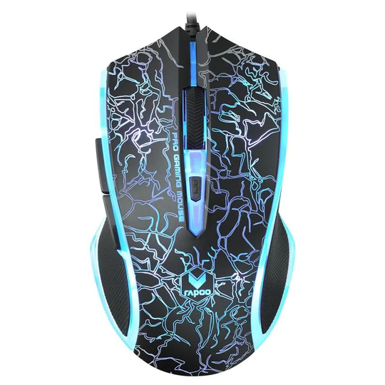 Rapoo Rapoo V20S Ambidextrous USB A Optical 300 DPI Gaming Mouse 5 Buttons LED M