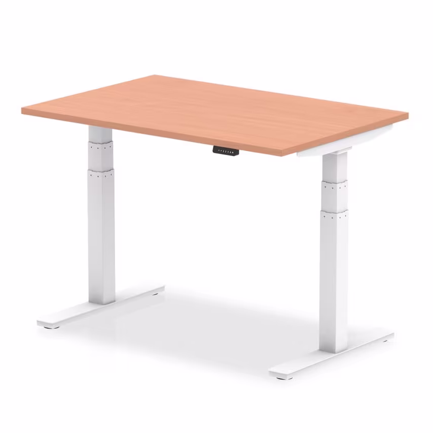 Dynamic Air 1200/800 Beech Height Adjustable Desk with White Legs
