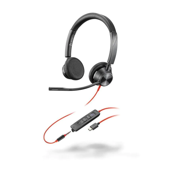 Poly Blackwire 3325 USB C Wired Stereo Headset Active Noise Cancelling Microphon